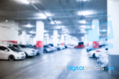 Abstract Blur Parking Car Indoor For Background Stock Photo