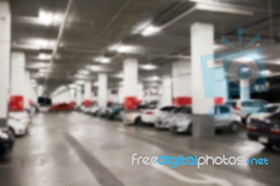 Abstract Blur Parking Car Indoor For Background Stock Photo