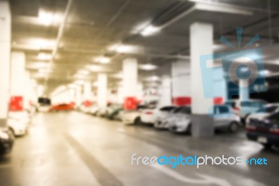 Abstract Blur Parking Car Indoor For Background Stock Photo