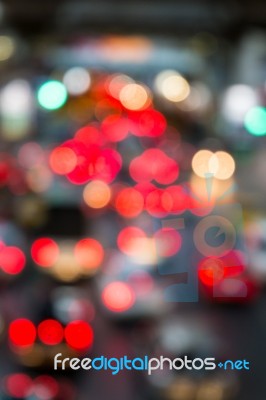 Abstract Blur Traffic And Car Lights Bokeh In Rush Hour Backgrou… Stock Photo