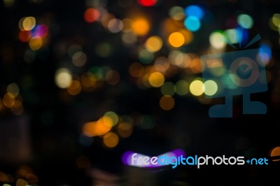 Abstract Bokeh Of City  Traffic Light Stock Photo