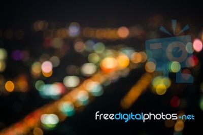 Abstract Bokeh Of City  Traffic Light Stock Photo