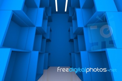 Abstract Box Blue Room Stock Image