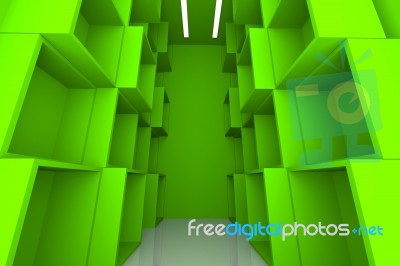 Abstract Box Green Room Stock Image