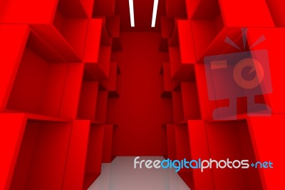 Abstract Box Red Room Stock Image