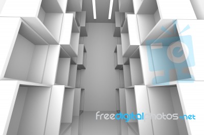 Abstract Box White Room Stock Image