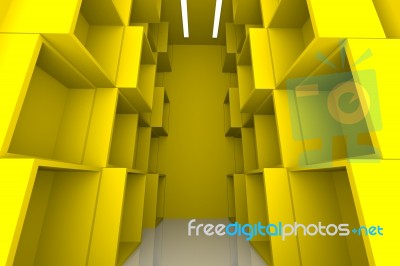 Abstract Box Yellow Room Stock Image