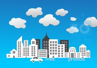 Abstract City 3d Paper Building Stock Image