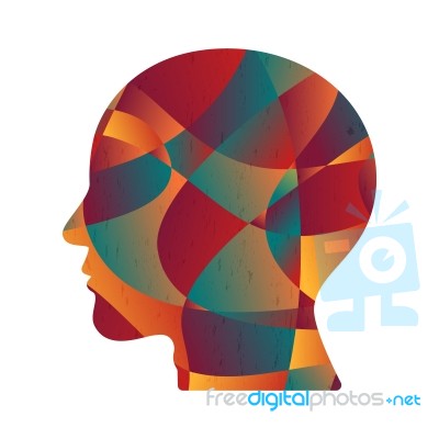 Abstract Colorful Curve Shape Human Head Stock Image