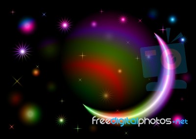 Abstract Colorful Moon Shape Space Design  Illustration Te Stock Image