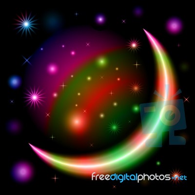 Abstract Colorful Moon Shape Space Design  Illustration Te Stock Image