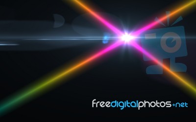 Abstract Cross Rainbow Digital Lens Flare With Black Background Stock Image