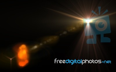 Abstract Digital Lens Flare In Black Background Horizontal Frame… Stock Image