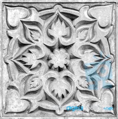 Abstract Floral Ornament, Bas-relief Stock Photo