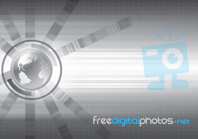 Abstract Global Earth Technology Silver Background Stock Image