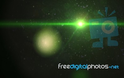 Abstract Green Lens Flare Light Horizontal Stock Image