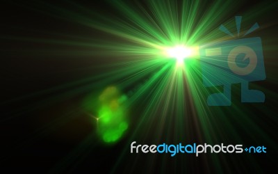 Abstract Green Light With Rays And Lens Flare Stock Image