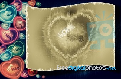 Abstract Heart-shaped On Old Brown Paper Background Stock Photo