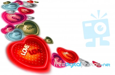 Abstract Heart-shaped Set Different Color On White Background Stock Photo