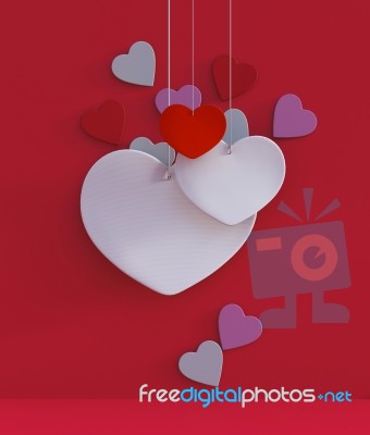 Abstract Hearts Decorated On Red Background For Valentine Stock Image