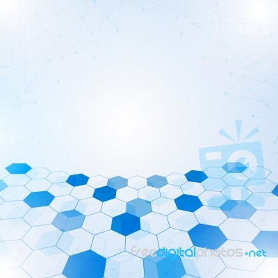 Abstract Hexagon With Lines And Points Background Stock Image