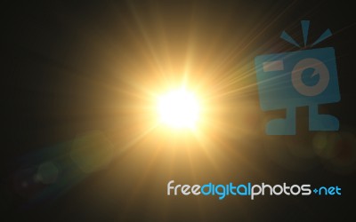 Abstract Image Of Lighting Flare.abstract Sun Burst With Digital Lens Flare Background.gold Nature Flare Effect Stock Image