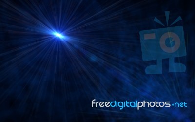 Abstract Lens Flare Blue Flashlight With Black Background Stock Image