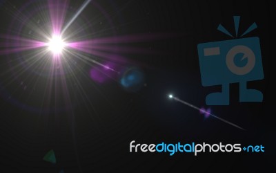 Abstract Lens Flare Light Over Black Background Stock Image