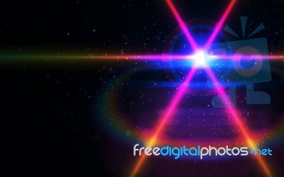 Abstract Lens Flare Light Over Black Background Stock Image