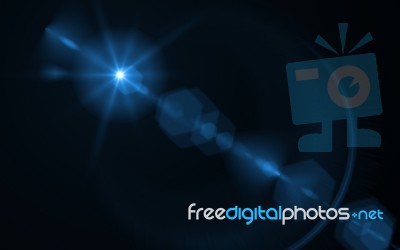 Abstract Lens Flare Light Over Black Background.sun Burst On Black Background Stock Image