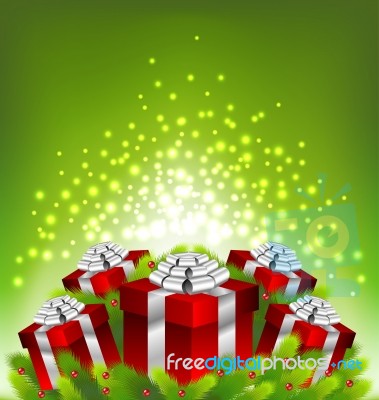 Abstract Light On Red Gift Box For Christmas Stock Image