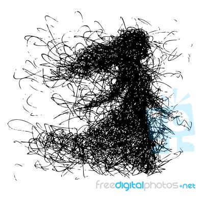 Abstract Long Hair Woman Walking Stock Image