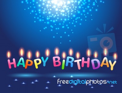 Abstract Magic Light  With Colorful Candles Happy Birthday Stock Image