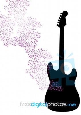 Abstract Mysical Background With Guitar  Illustration Stock Image