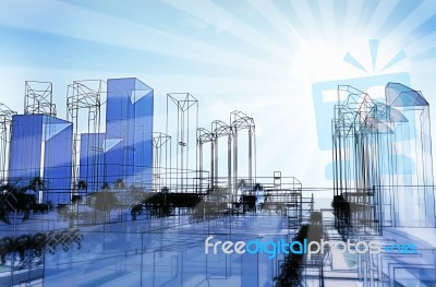 Abstract Of Buildding Esignd Structure With Sky Stock Image