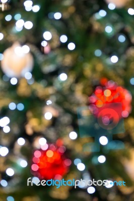 Abstract Of Christmas Tree Light And Christmas Balls Bokeh For B… Stock Photo