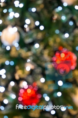 Abstract Of Christmas Tree Light And Christmas Balls Bokeh For B… Stock Photo