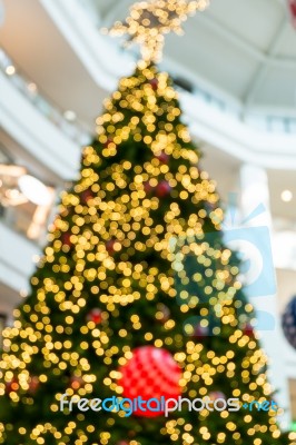 Abstract Of Christmas Tree Light Bokeh For Background Stock Photo