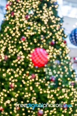 Abstract Of Christmas Tree Light Bokeh For Background Stock Photo