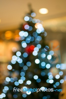 Abstract Of Christmas Tree Light Bokeh For Background Stock Photo