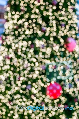 Abstract Of Christmas Tree Light Bokeh For Background Stock Photo