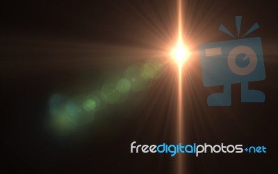 Abstract Of Lighting Digital Lens Flare In Dark Background Stock Image