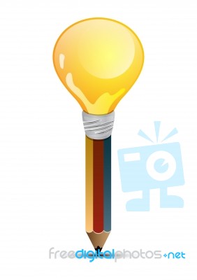 Abstract Shape Of Pencil And Bulb Stock Image