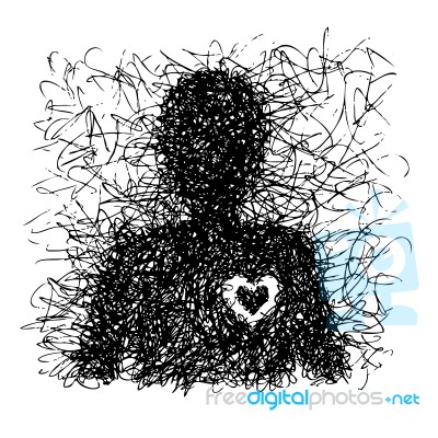 Abstract Single Man With Heart Stock Image