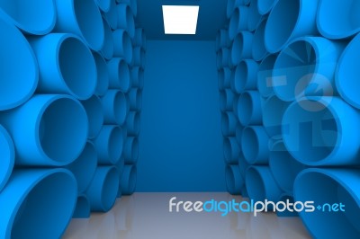 Abstract Sphere Blue Room Shelves Stock Image