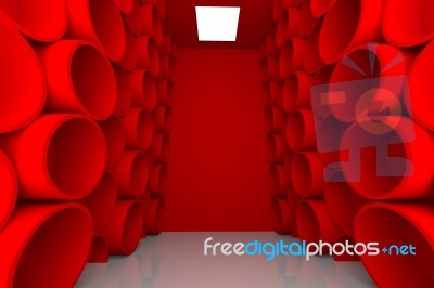 Abstract Sphere Red Room Shelves Stock Image