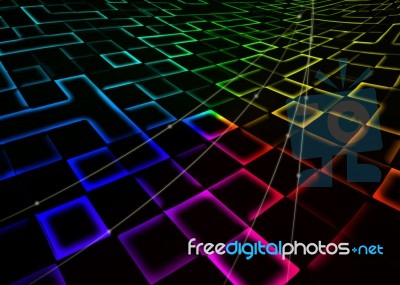 Abstract Square Pixel Mosaic Multicolor Background Stock Image