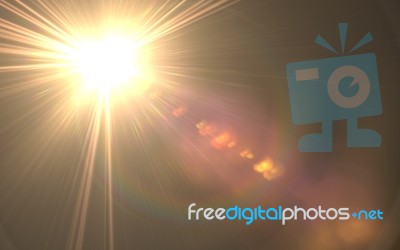 Abstract Sun Burst With Digital Lens Flare Background Stock Image