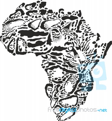 Abstract Symbol Africa In Clouded Leopard Camouflage Stock Image