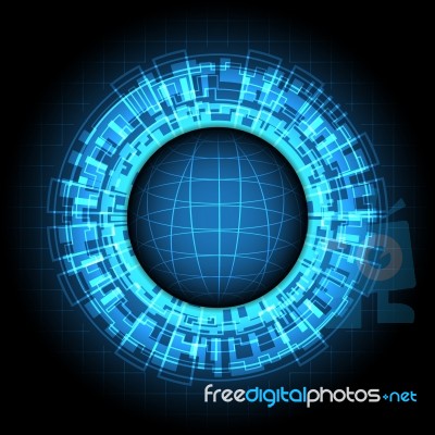 Abstract Technology Digital Circle With Globe  Illustratio Stock Image